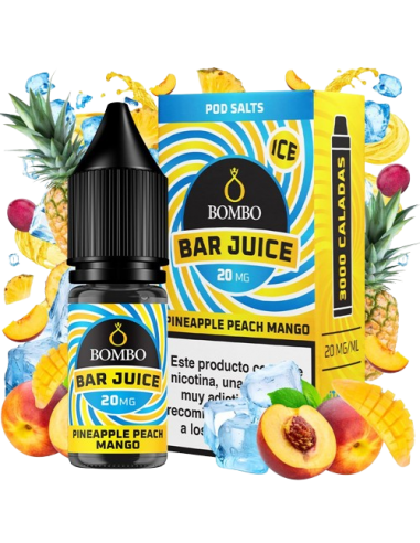 Pineapple, peach, mango 10ml 0mg Bar Juice by Bombo