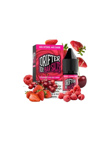 Botella Drifter Bar Salts Strawberry Raspberry Cherry 10 ml con sabores de fresa, frambuesa y cereza