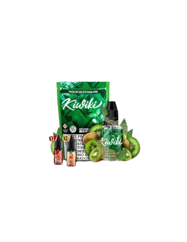 Pack Kiwiki Salts 30 ml: refrescante kiwi y fruta de la pasión para pods, listo para preparar con Niko-Vaps