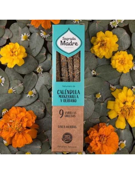 Varillas de Incienso Hierbas Caléndula, Manzanilla y Olíbano Sagrada Madre